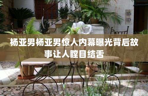 杨亚男杨亚男惊人内幕曝光背后故事让人瞠目结舌