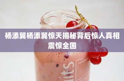 杨添翼杨添翼惊天揭秘背后惊人真相震惊全国