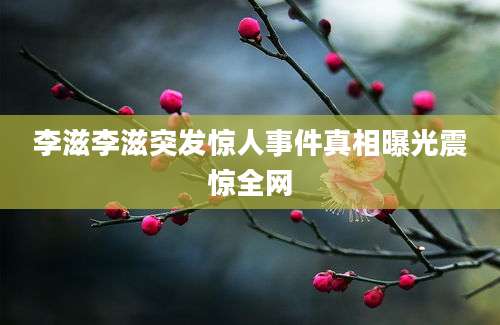 李滋李滋突发惊人事件真相曝光震惊全网
