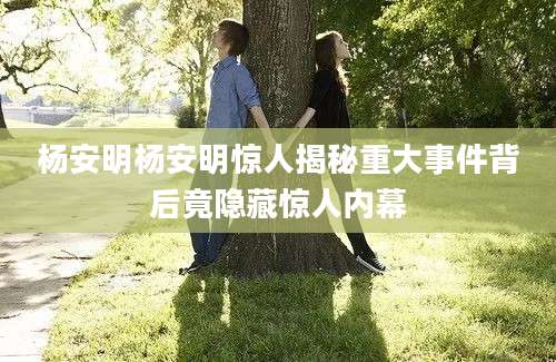 杨安明杨安明惊人揭秘重大事件背后竟隐藏惊人内幕