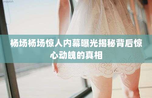 杨场杨场惊人内幕曝光揭秘背后惊心动魄的真相
