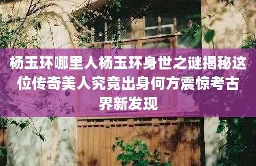 杨玉环哪里人杨玉环身世之谜揭秘这位传奇美人究竟出身何方震惊考古界新发现