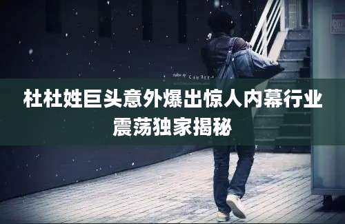 杜杜姓巨头意外爆出惊人内幕行业震荡独家揭秘
