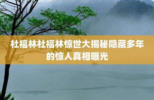 杜福林杜福林惊世大揭秘隐藏多年的惊人真相曝光