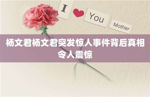 杨文君杨文君突发惊人事件背后真相令人震惊