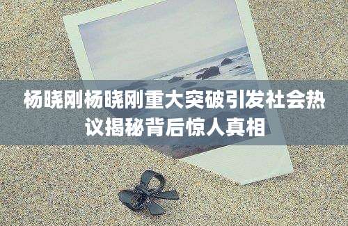 杨晓刚杨晓刚重大突破引发社会热议揭秘背后惊人真相
