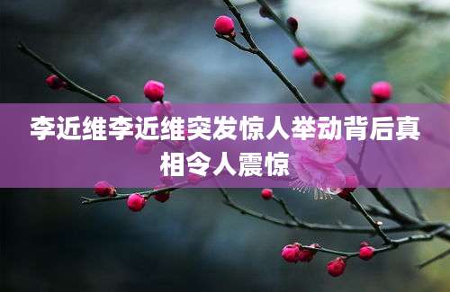 李近维李近维突发惊人举动背后真相令人震惊