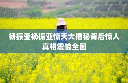 杨振亚杨振亚惊天大揭秘背后惊人真相震惊全国
