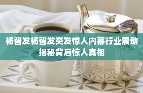 杨智发杨智发突发惊人内幕行业震动揭秘背后惊人真相