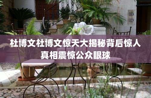 杜博文杜博文惊天大揭秘背后惊人真相震惊公众眼球