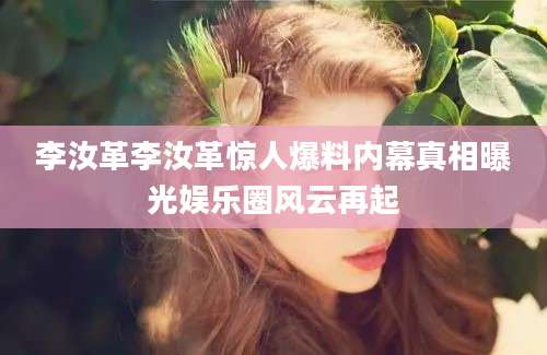 李汝革李汝革惊人爆料内幕真相曝光娱乐圈风云再起