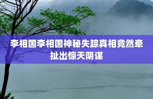 李相国李相国神秘失踪真相竟然牵扯出惊天阴谋