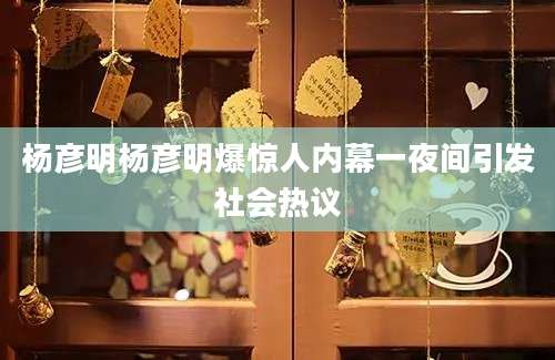 杨彦明杨彦明爆惊人内幕一夜间引发社会热议