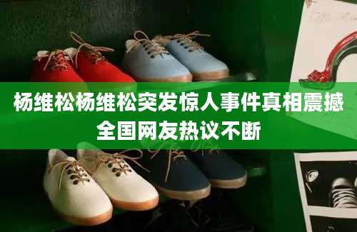 杨维松杨维松突发惊人事件真相震撼全国网友热议不断