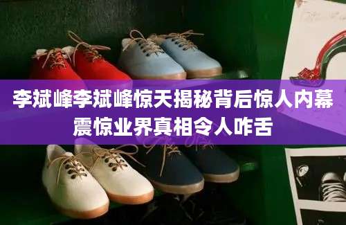 李斌峰李斌峰惊天揭秘背后惊人内幕震惊业界真相令人咋舌