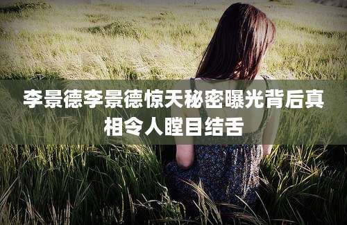 李景德李景德惊天秘密曝光背后真相令人瞠目结舌