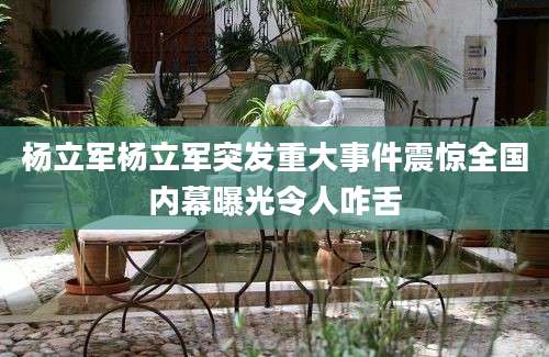 杨立军杨立军突发重大事件震惊全国内幕曝光令人咋舌