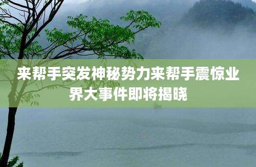 来帮手突发神秘势力来帮手震惊业界大事件即将揭晓