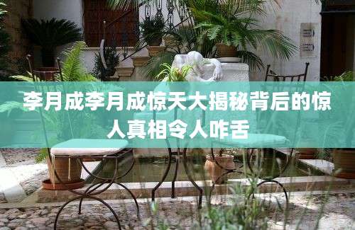 李月成李月成惊天大揭秘背后的惊人真相令人咋舌