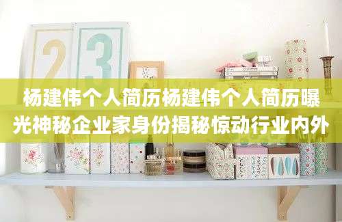 杨建伟个人简历杨建伟个人简历曝光神秘企业家身份揭秘惊动行业内外