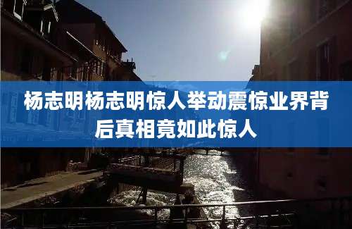杨志明杨志明惊人举动震惊业界背后真相竟如此惊人