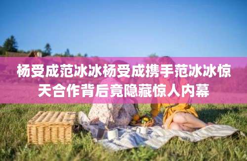 杨受成范冰冰杨受成携手范冰冰惊天合作背后竟隐藏惊人内幕