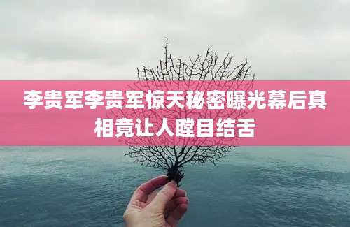 李贵军李贵军惊天秘密曝光幕后真相竟让人瞠目结舌