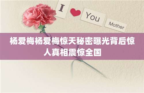 杨爱梅杨爱梅惊天秘密曝光背后惊人真相震惊全国