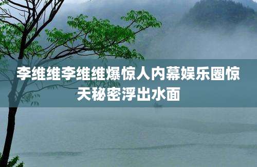 李维维李维维爆惊人内幕娱乐圈惊天秘密浮出水面