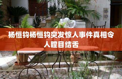 杨恒钧杨恒钧突发惊人事件真相令人瞠目结舌