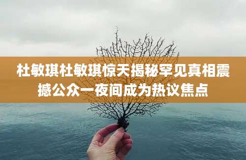 杜敏琪杜敏琪惊天揭秘罕见真相震撼公众一夜间成为热议焦点