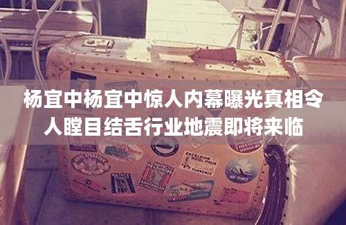杨宜中杨宜中惊人内幕曝光真相令人瞠目结舌行业地震即将来临