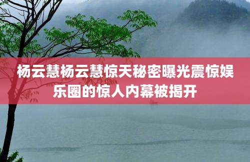 杨云慧杨云慧惊天秘密曝光震惊娱乐圈的惊人内幕被揭开