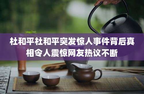杜和平杜和平突发惊人事件背后真相令人震惊网友热议不断