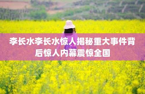 李长水李长水惊人揭秘重大事件背后惊人内幕震惊全国