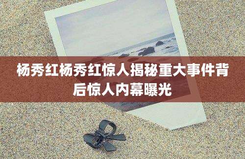 杨秀红杨秀红惊人揭秘重大事件背后惊人内幕曝光