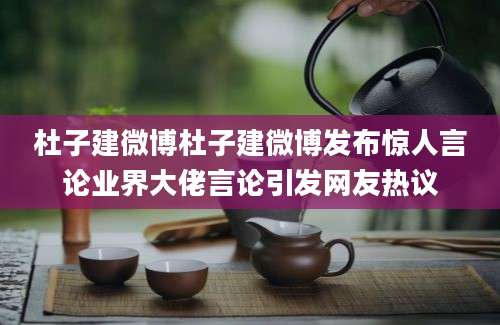 杜子建微博杜子建微博发布惊人言论业界大佬言论引发网友热议