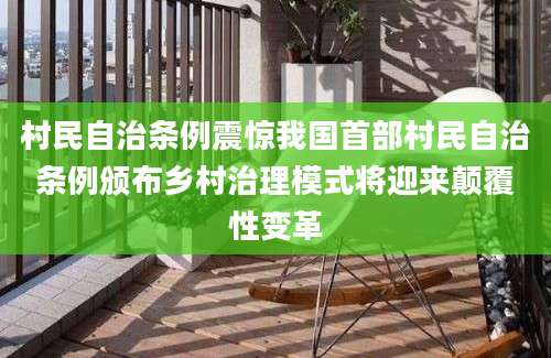 村民自治条例震惊我国首部村民自治条例颁布乡村治理模式将迎来颠覆性变革