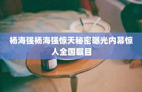 杨海强杨海强惊天秘密曝光内幕惊人全国瞩目