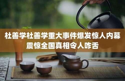 杜善学杜善学重大事件爆发惊人内幕震惊全国真相令人咋舌