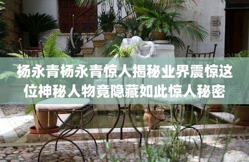 杨永青杨永青惊人揭秘业界震惊这位神秘人物竟隐藏如此惊人秘密