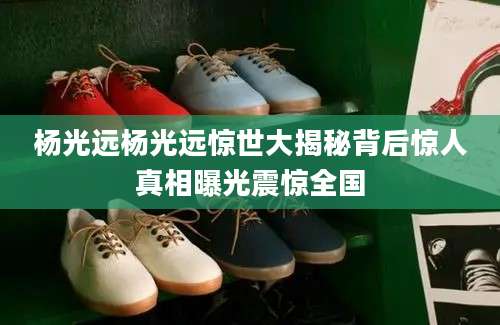 杨光远杨光远惊世大揭秘背后惊人真相曝光震惊全国