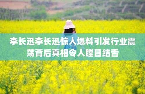 李长迅李长迅惊人爆料引发行业震荡背后真相令人瞠目结舌