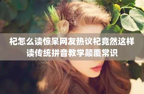 杞怎么读惊呆网友热议杞竟然这样读传统拼音教学颠覆常识