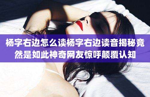 杨字右边怎么读杨字右边读音揭秘竟然是如此神奇网友惊呼颠覆认知