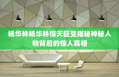 杨华林杨华林惊天巨变揭秘神秘人物背后的惊人真相