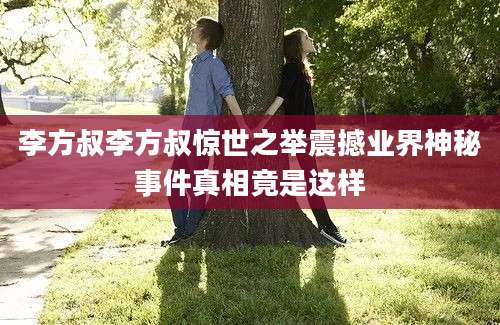 李方叔李方叔惊世之举震撼业界神秘事件真相竟是这样