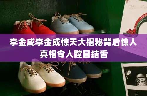 李金成李金成惊天大揭秘背后惊人真相令人瞠目结舌