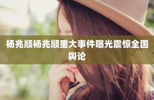 杨兆顺杨兆顺重大事件曝光震惊全国舆论