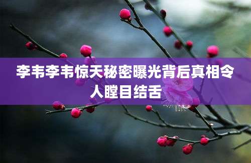 李韦李韦惊天秘密曝光背后真相令人瞠目结舌